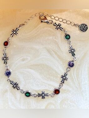 Multi-Color Crystal Cross Link Bracelet